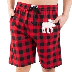 Red and Black Plaid Shorts with Moose Patch - M